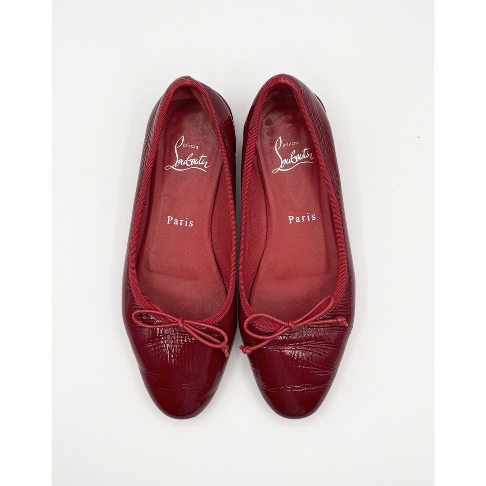 Christian Louboutin Red Patent Leather Sweetie Jane Ballerina Flats Sz EU 36
